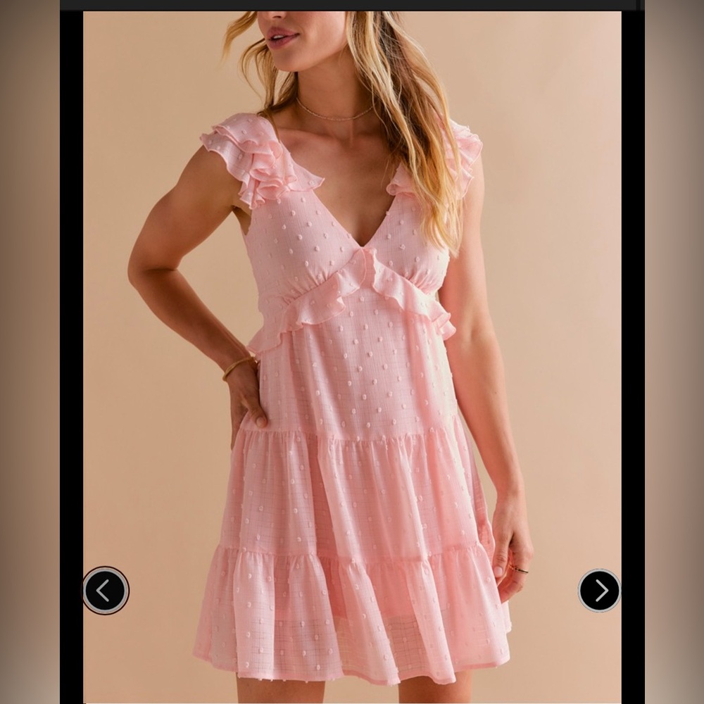 Francesca's Collections Pink Ruffle Mini Dress